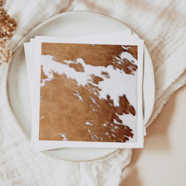 WYNONA Brown Cow Print Country Western Ranch Theme Napkin (Creator Uploaded)