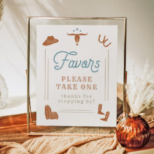 WYNONA Burnt Orange Blue Cowboy Favour Sign