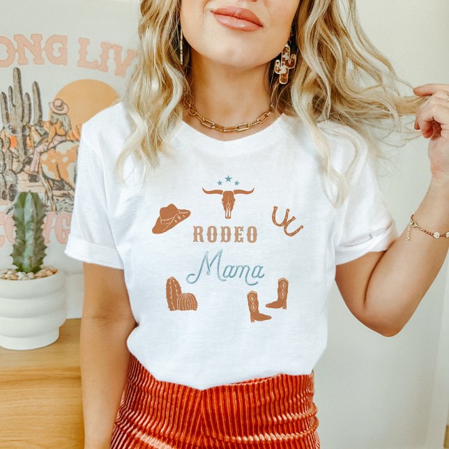 WYNONA Orange & Teal Cowgirl Rodeo Mama T-Shirt (Creator Uploaded)