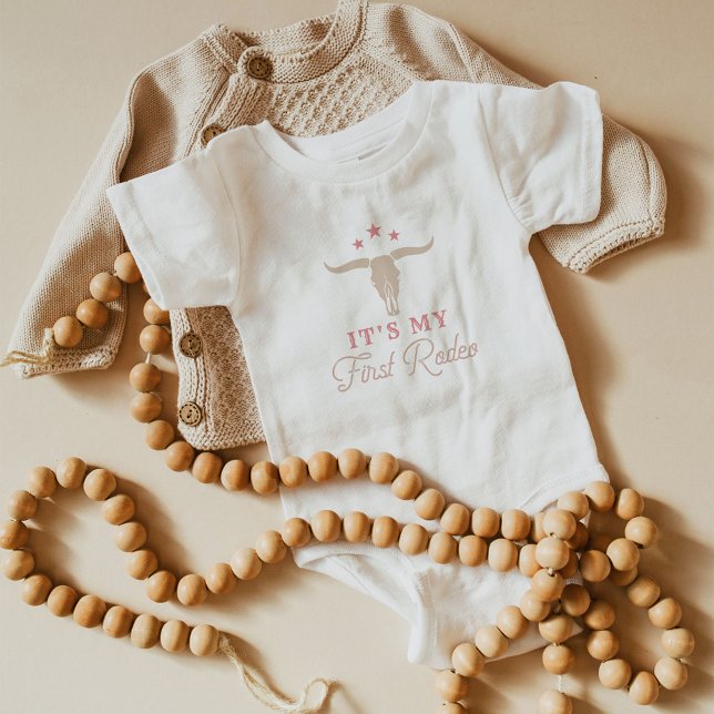 WYNONA Pink Cowgirl First Rodeo Birthday Party Baby Bodysuit (Creator Uploaded)