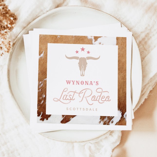 WYNONA Pink Cowgirl Last Rodeo Bachelorette Napkin (Creator Uploaded)