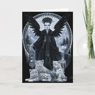 Wynter Gothic Snow Leopard Angel Winter Time Scene Card