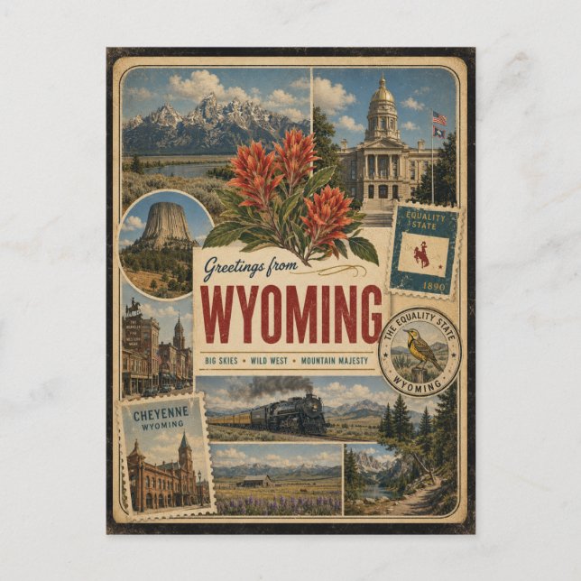 Wyoming Authentic Vintage Style Postcard (Front)