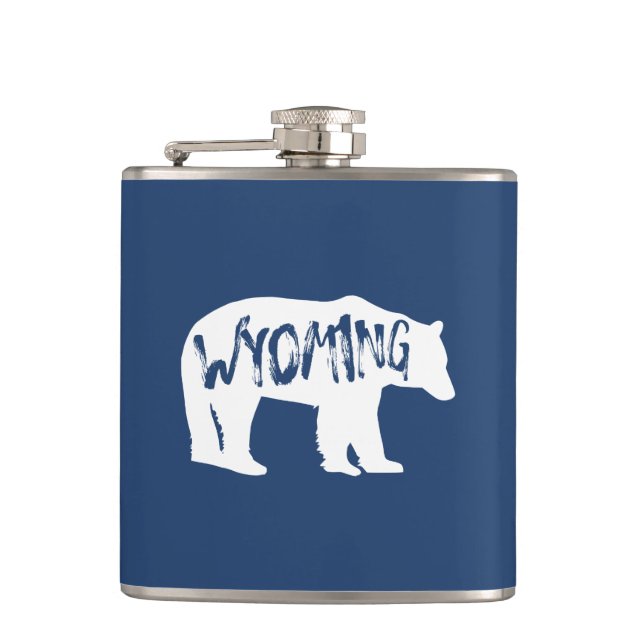 Wyoming Bear Hip Flask (Front)