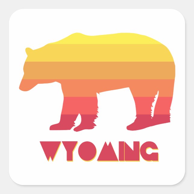 Wyoming Bear Square Sticker (Front)