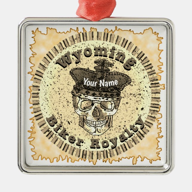 Wyoming Biker  Metal Tree Decoration (Front)