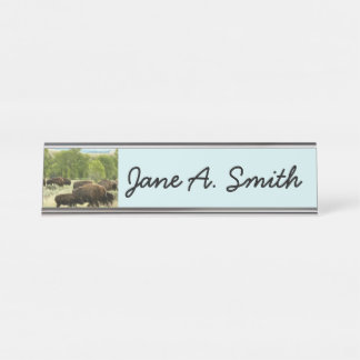 Wyoming Bison Nature Animal Photography Desk Name Plate