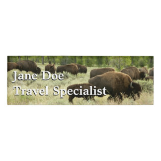 Wyoming Bison Nature Animal Photography Name Tag