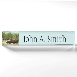 Wyoming Bison Nature Animal Photography Nameplate