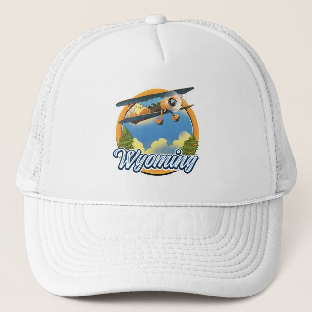 Wyoming Cartoon logo Trucker Hat (Front)