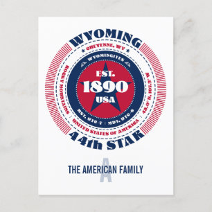 Wyoming, Cheyenne, WY, Patriotic, Monogram Postcard