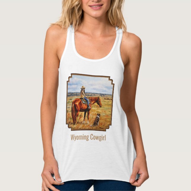 Wyoming Cowgirl on Cattle Horse Singlet (Front)