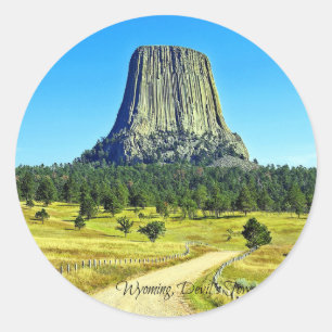 Wyoming, Devil's Tower Classic Round Sticker