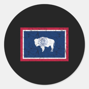 Wyoming Distressed State Flag Classic Round Sticker