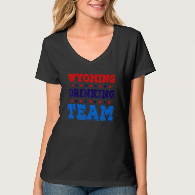 Wyoming Drinking Team State Pride   Beer Drinking T-Shirt (Front)