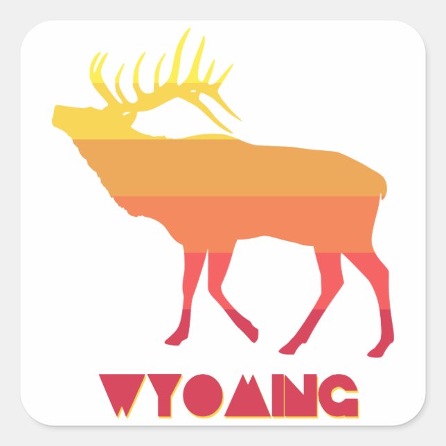 Wyoming Elk Square Sticker (Front)