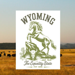 Wyoming Equality State Bucking Horse Postcard