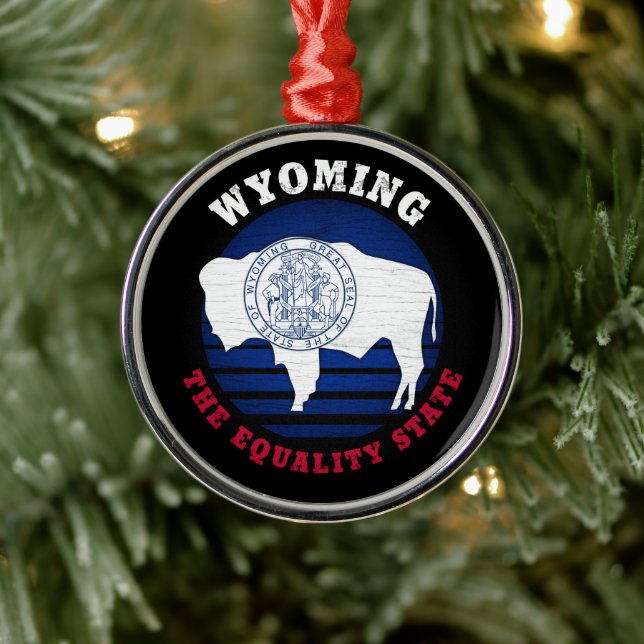WYOMING EQUALITY STATE FLAG METAL TREE DECORATION (Tree)