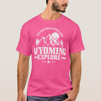 Wyoming Est. 1890 Explore Vintage Mountains Hiking T-Shirt