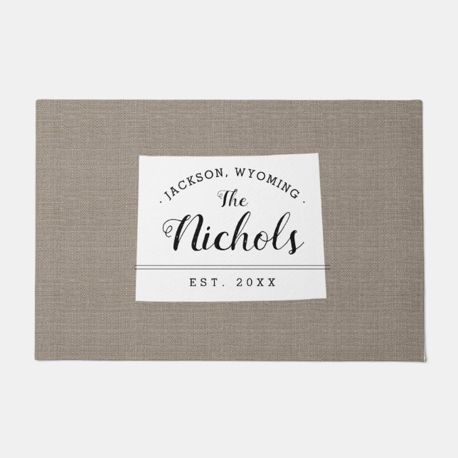 Wyoming Family Monogram State Doormat (Front)