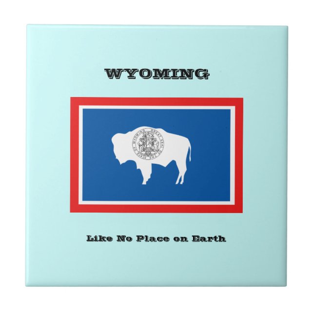 Wyoming Flag and Slogan Tile (Front)