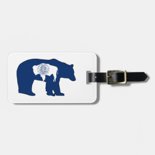 Wyoming Flag Bear Luggage Tag
