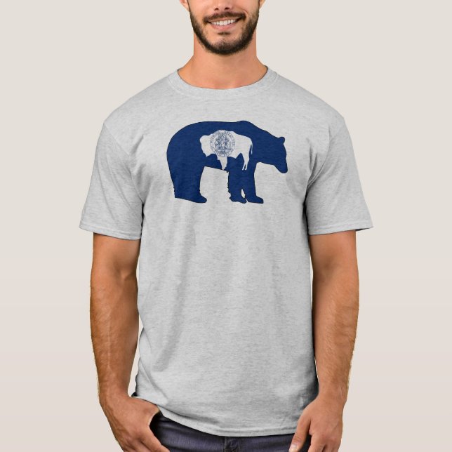Wyoming Flag Bear T-Shirt (Front)