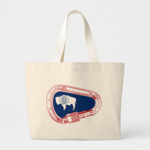Wyoming Flag Climbing Carabiner Large Tote Bag