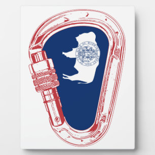 Wyoming Flag Climbing Carabiner Plaque