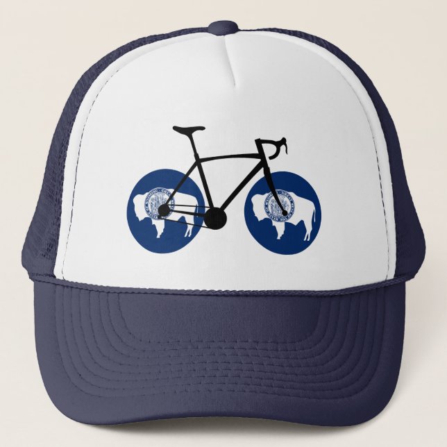 Wyoming Flag Cycling Trucker Hat (Front)