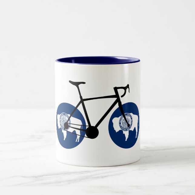 Wyoming Flag Cycling Two-Tone Coffee Mug (Center)