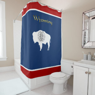 Wyoming flag shower curtain