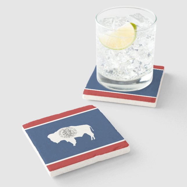 Wyoming flag stone coaster (Side)