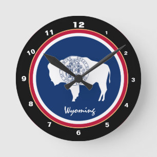 Wyoming Flag & Wyoming fashion /design USA clock