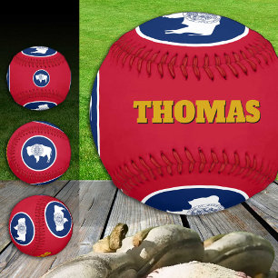Wyoming Flag, Wyoming, Monogram / Baseball Balls