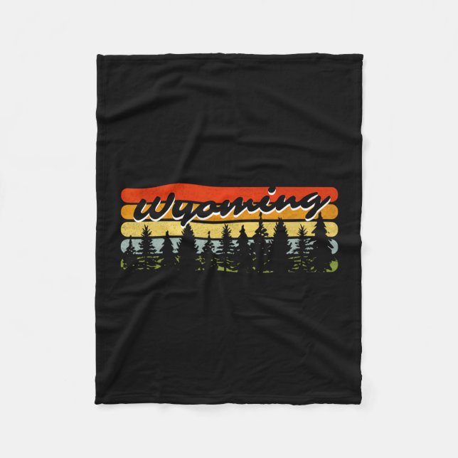 Wyoming Forest Sunset Trees Cabin Theme Souvenir  Fleece Blanket (Front)