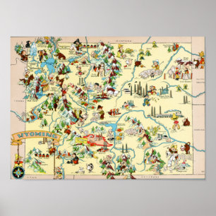 Wyoming Funny Vintage Map Poster