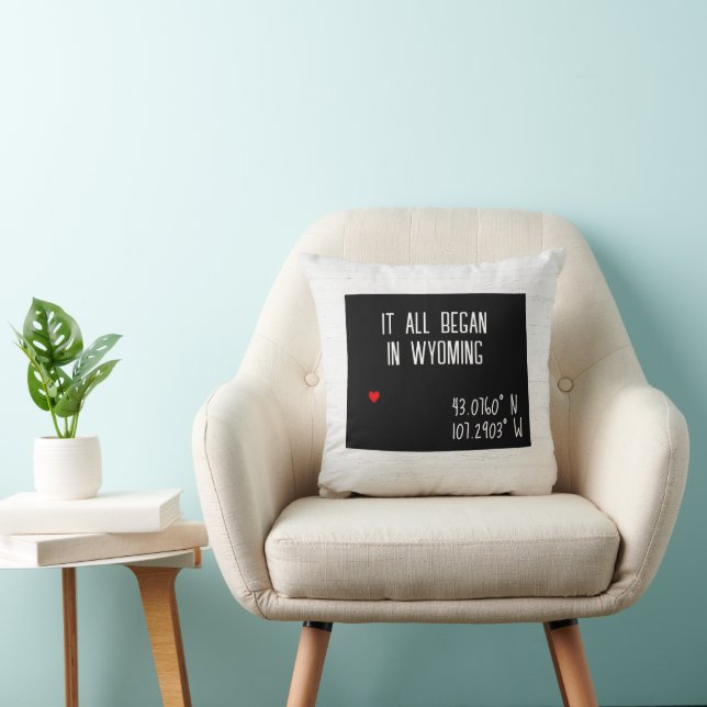 Wyoming GPS Coordinates with Heart Cushion (Chair)