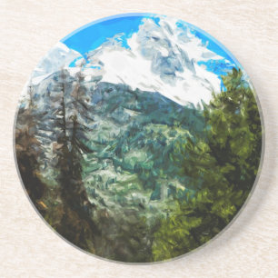 Wyoming Grand Teton Mountains Abstract Coaster