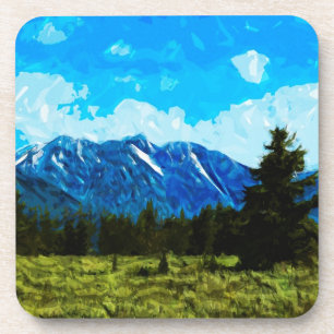 Wyoming Grand Teton Mountains Abstract Coaster