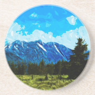 Wyoming Grand Teton Mountains Abstract Coaster