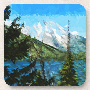 Wyoming Grand Teton Mountains Abstract Coaster