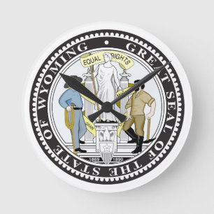 Wyoming great seal round clock