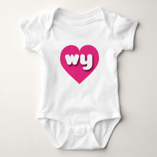 Wyoming hot pink heart - I love wy Baby Bodysuit