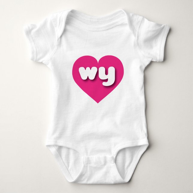 Wyoming hot pink heart - I love wy Baby Bodysuit (Front)