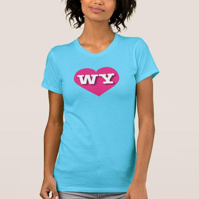 Wyoming Hot Pink Heart - I love WY T-Shirt (Front)