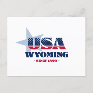 Wyoming in Red, White, and Blue Postcard