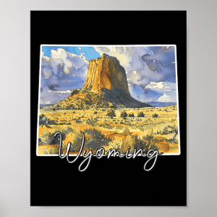 Wyoming landscape watercolor art for nature lovers poster