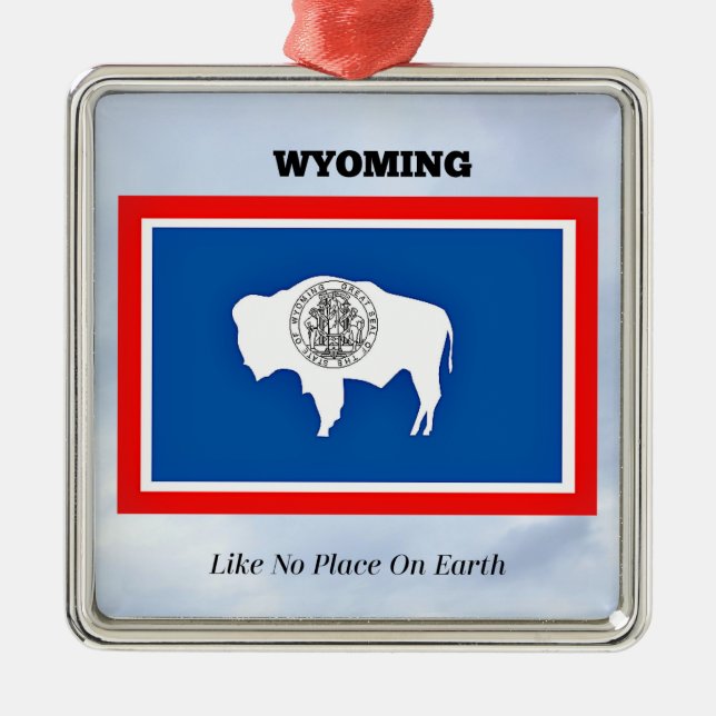Wyoming, Like No Place On Earth Metal Tree Decoration (Front)