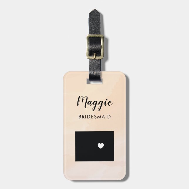 Wyoming Map Luggage Tag, Wedding Party Welcome Tag (Front Vertical)